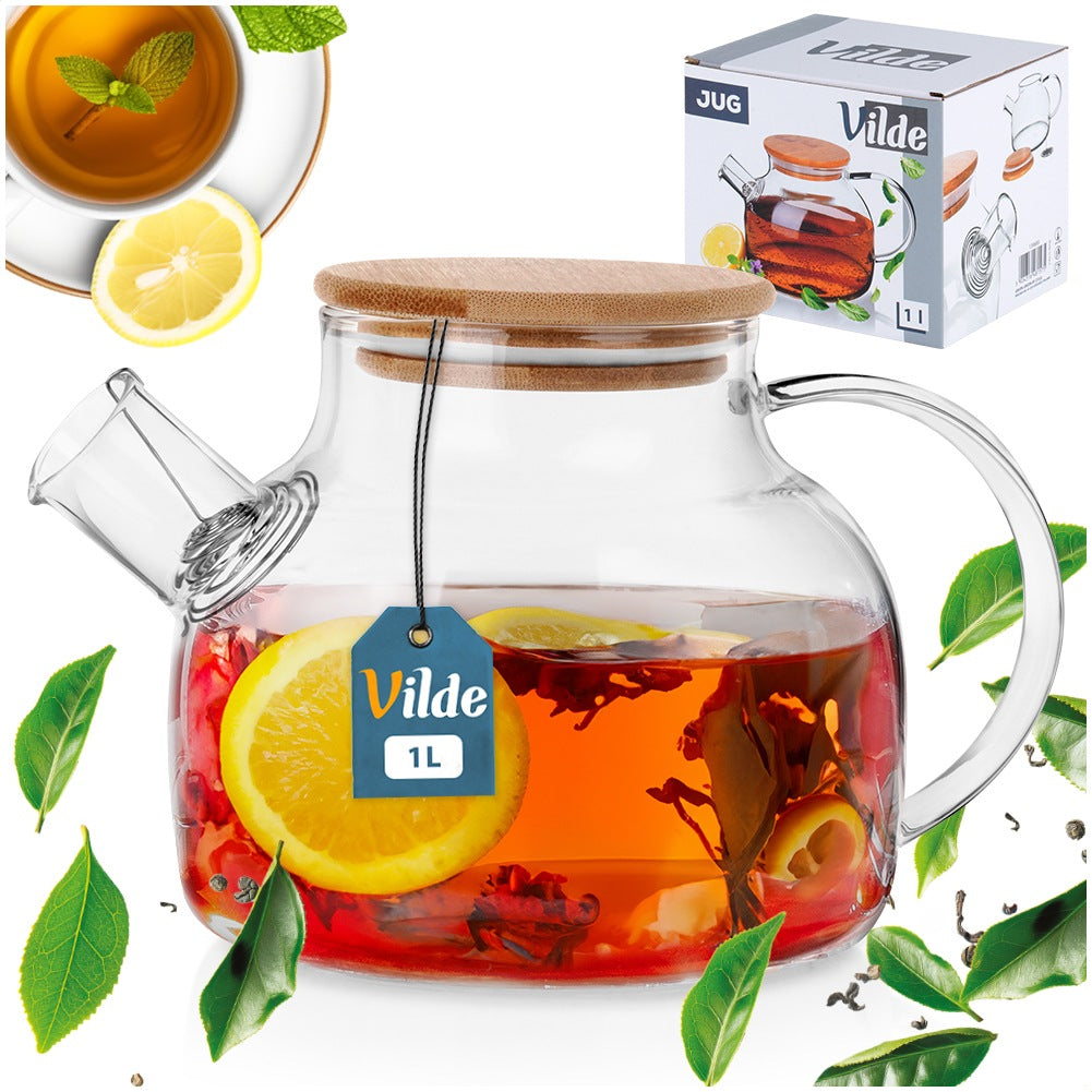 Coffee and tea jug glass with strainer 1 l