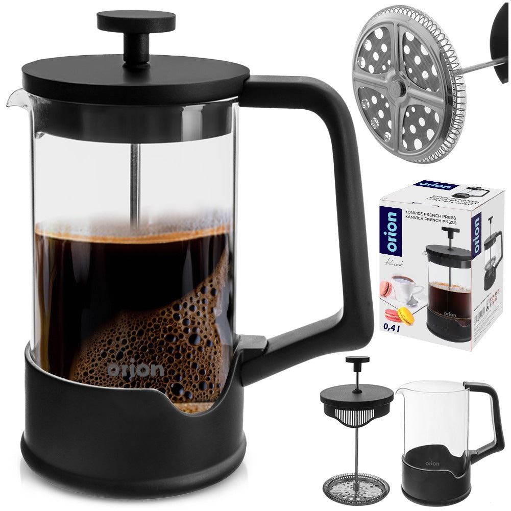 Coffee and tea piston maker, glass, BLACK, 400 ml