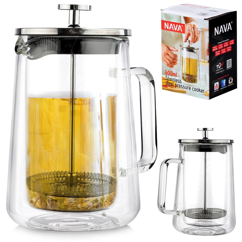 Coffee and tea piston maker, glass, thermal, double-walled, ACER, 600 ml