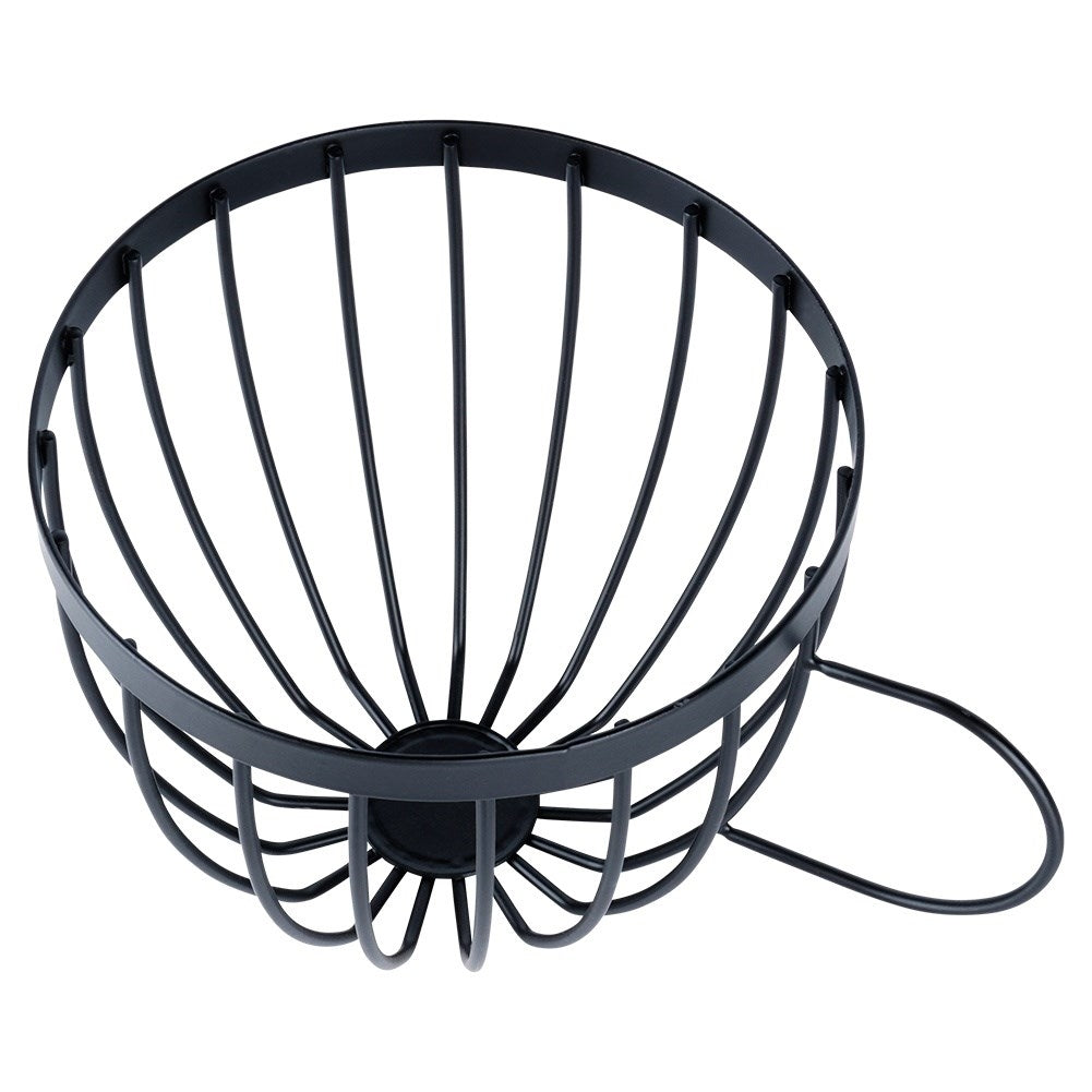 Coffee capsule holder in cup shape with handle, black metal