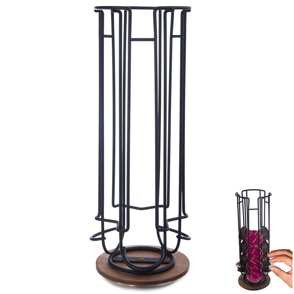 Coffee capsule stand, rotating, metal, black, RADKA, 33.5 cm