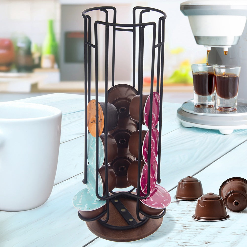 Coffee capsule stand, rotating, metal, black, RADKA, 33.5 cm