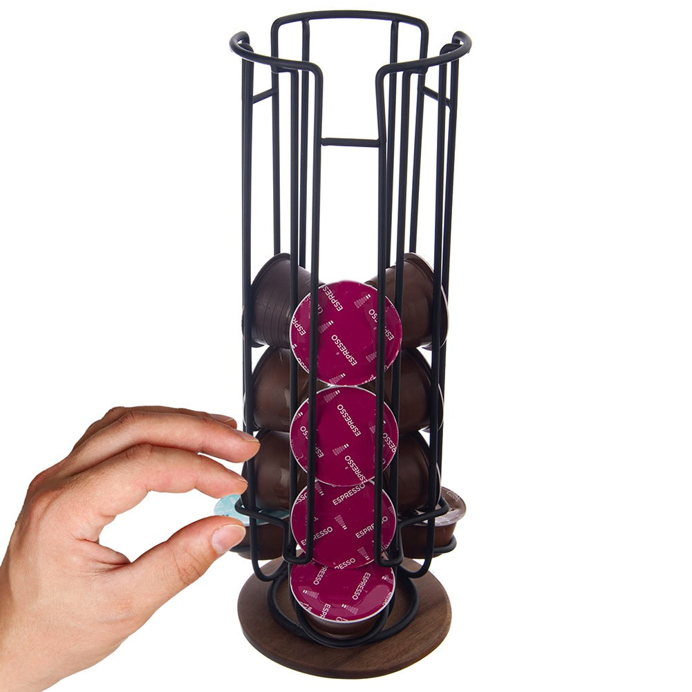 Coffee capsule stand, rotating, metal, black, RADKA, 33.5 cm