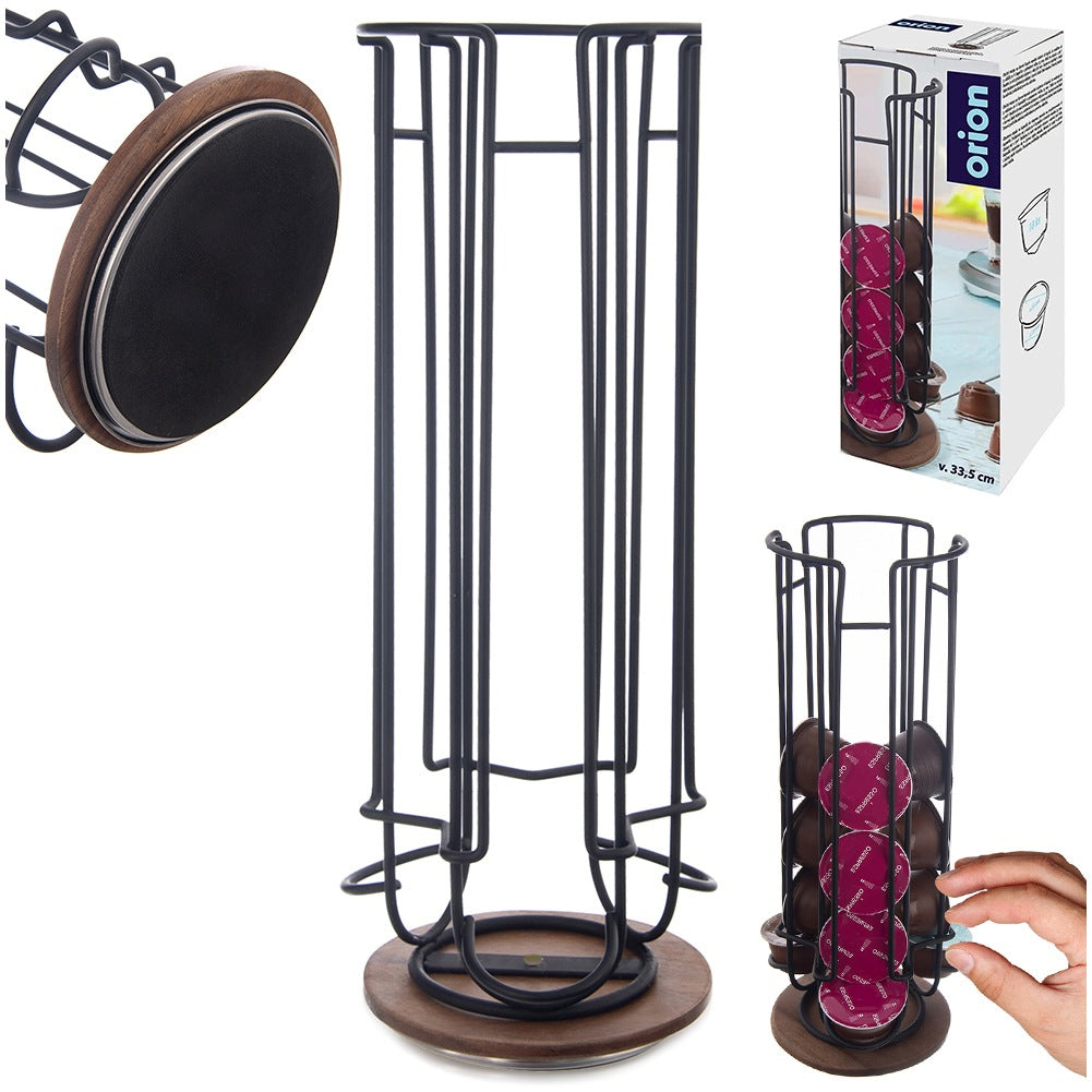 Coffee capsule stand, rotating, metal, black, RADKA, 33.5 cm