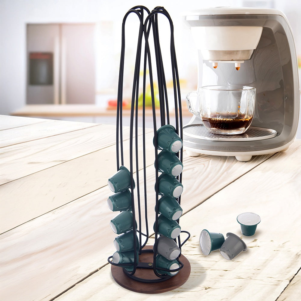 Coffee capsule stand, rotating, metal, black, RADKA, 40 cm