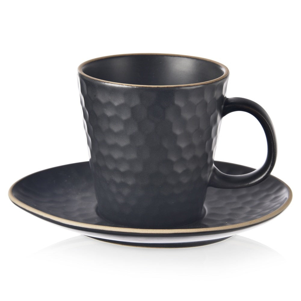 Coffee cup with saucer for espresso ceramic black TEA TIME 95 ml