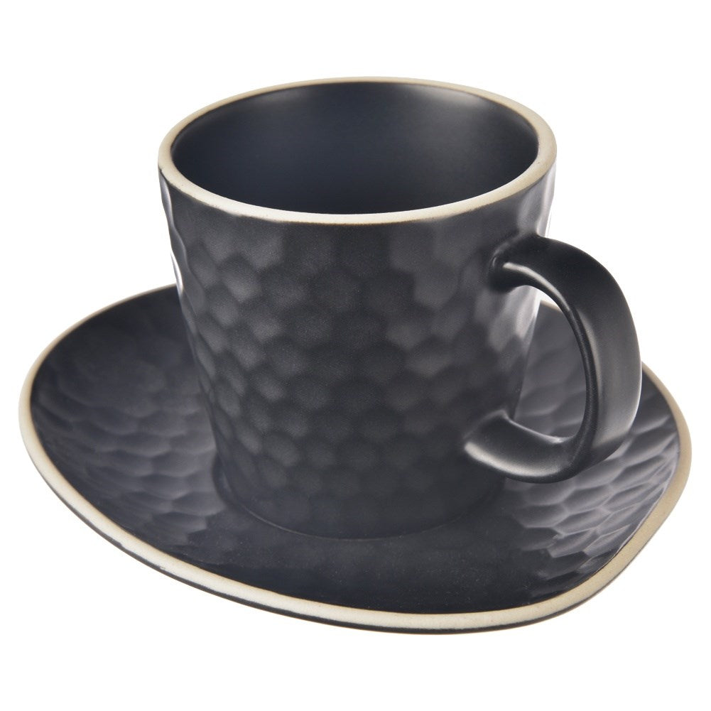 Coffee cup with saucer for espresso ceramic black TEA TIME 95 ml