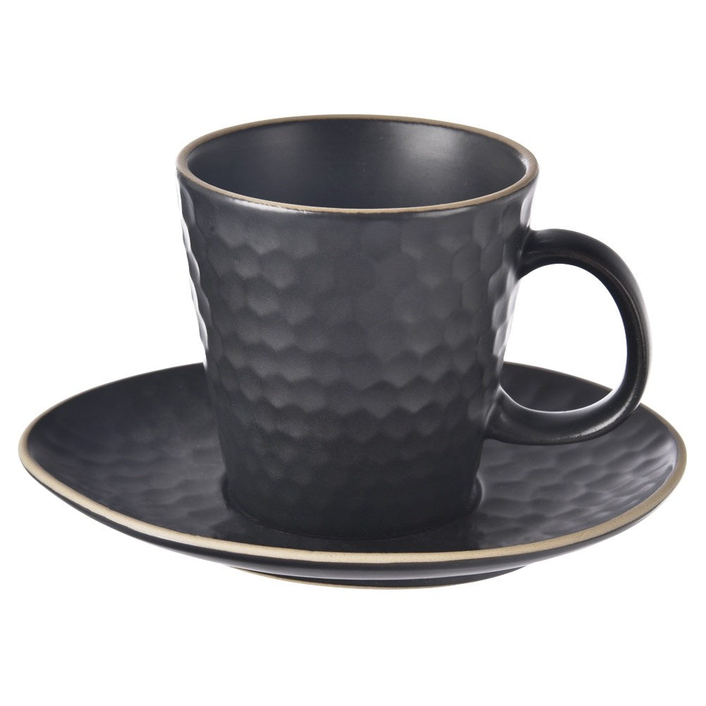 Coffee cup with saucer for espresso ceramic black TEA TIME 95 ml