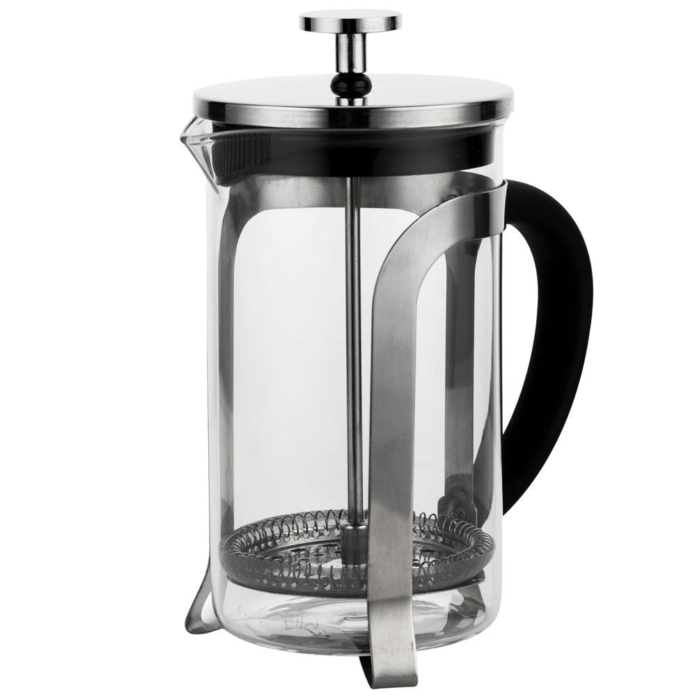 Coffee maker with glass jug and steel press for tea and coffee