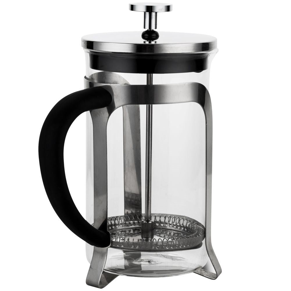 Coffee maker with glass jug and steel press for tea and coffee