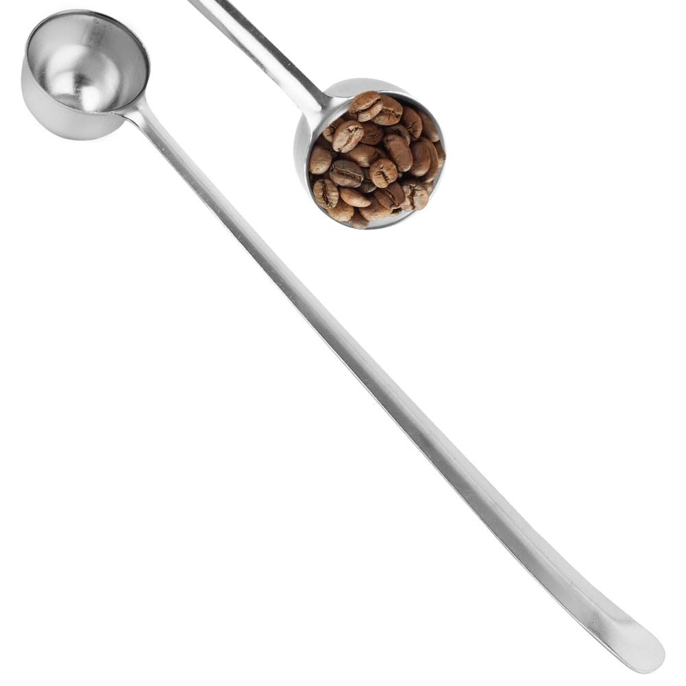 Coffee measuring spoon in stainless steel for exactly 6g of coffee