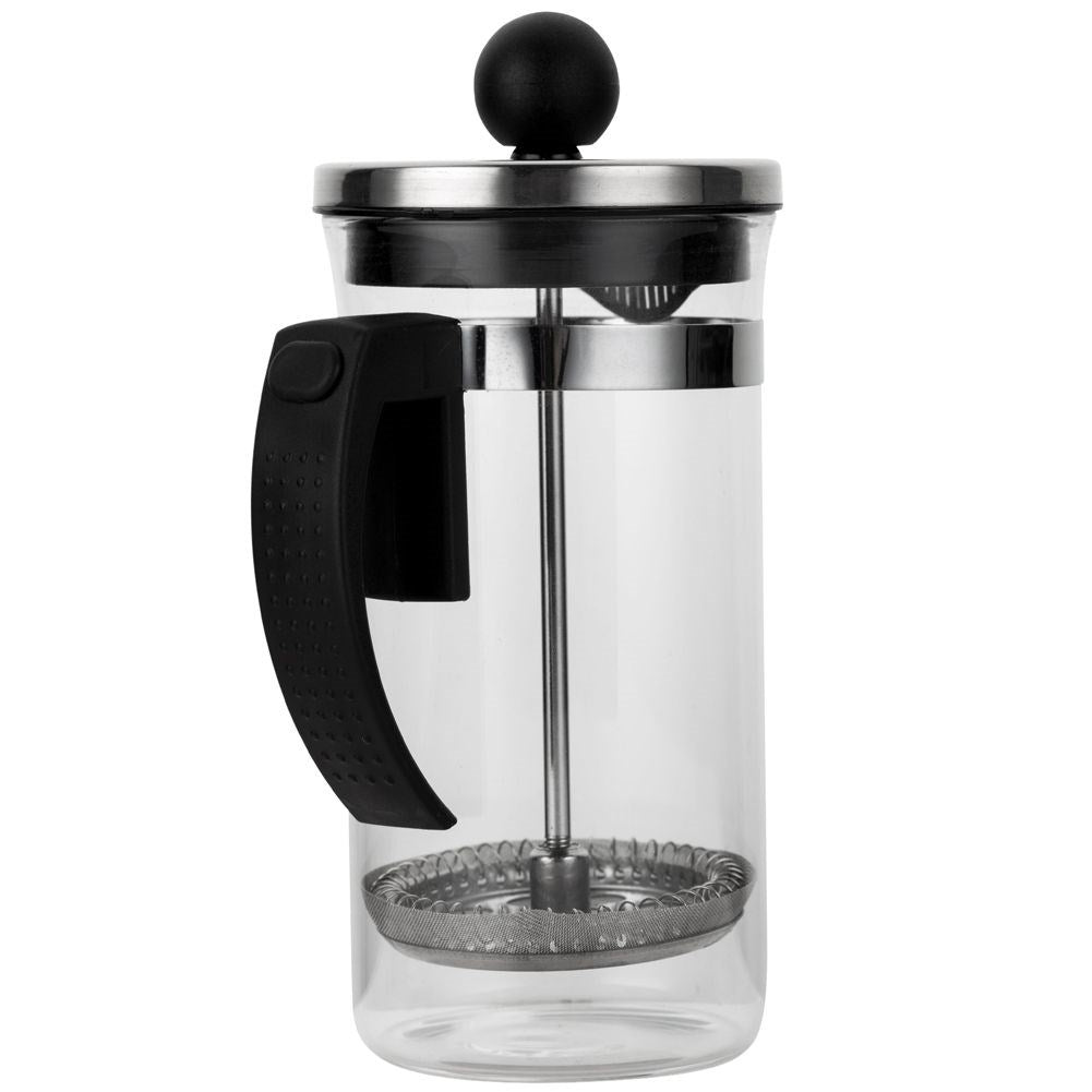 Coffee press in heat-resistant glass with steel piston