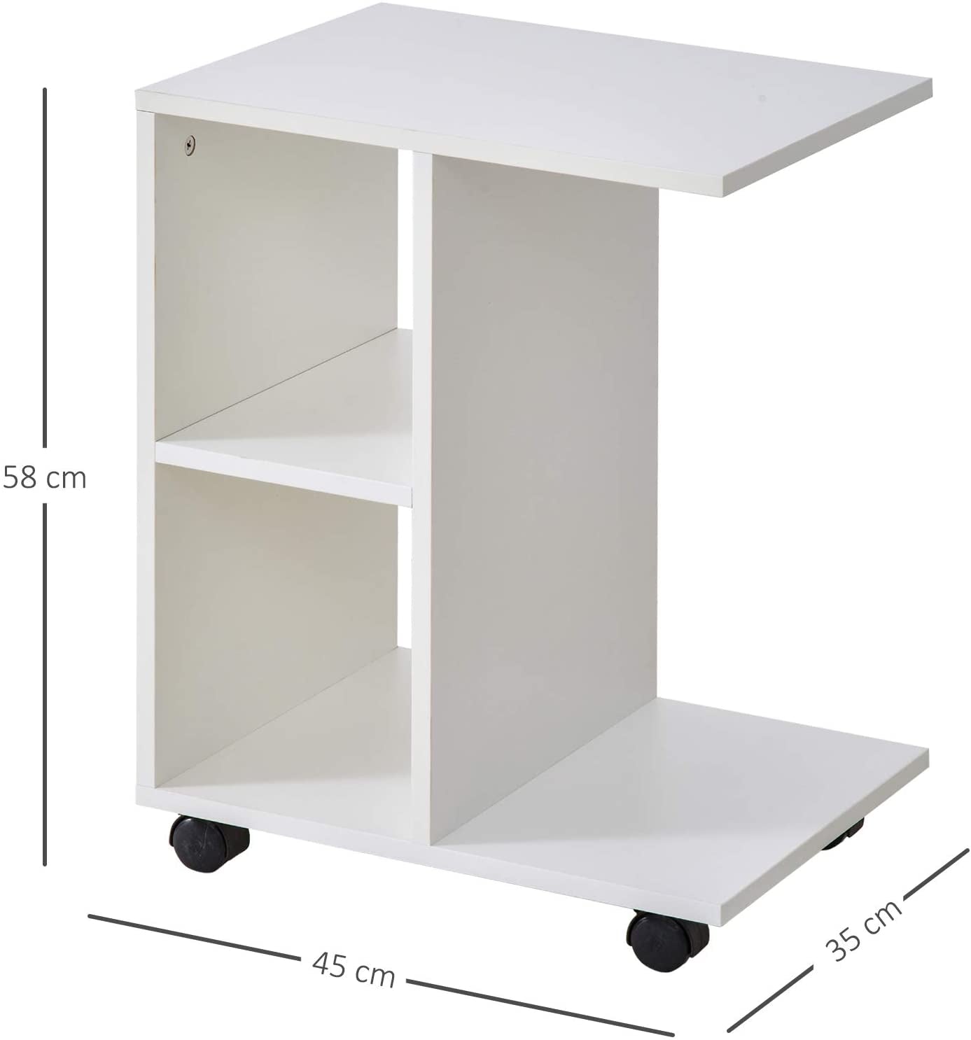 Coffee table bedside table on wheels organizer
