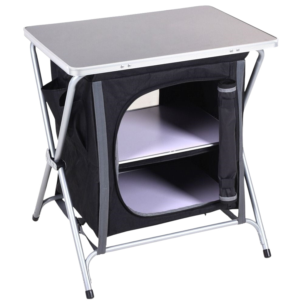 Collapsible Camping Kitchen Cabinet with Shelves and Worktop