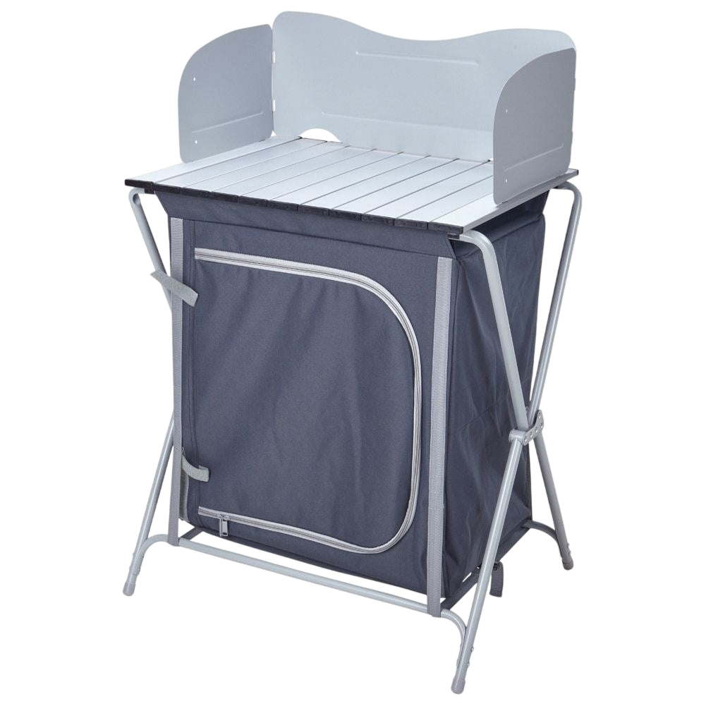 Collapsible Camping Kitchen with Shelves and Windshield