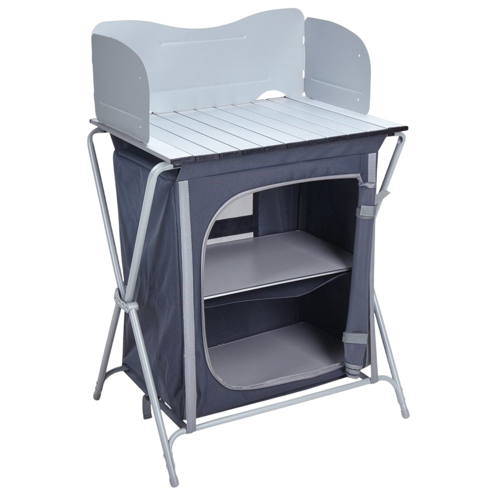 Collapsible Camping Kitchen with Shelves and Windshield