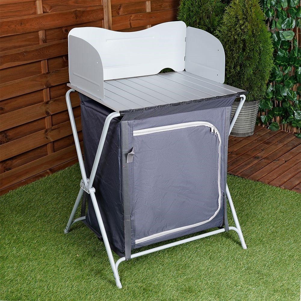 Collapsible Camping Kitchen with Shelves and Windshield