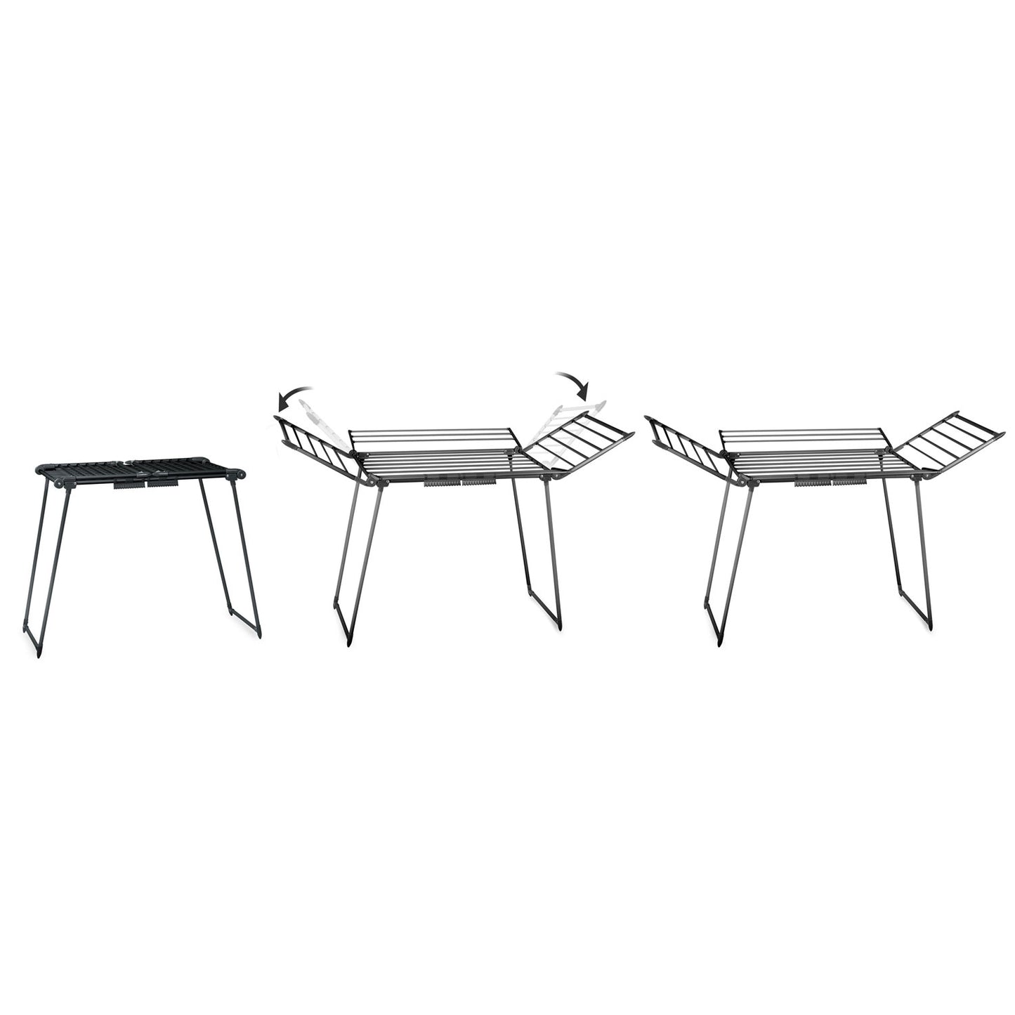 Collapsible black drying rack with 22 meter line