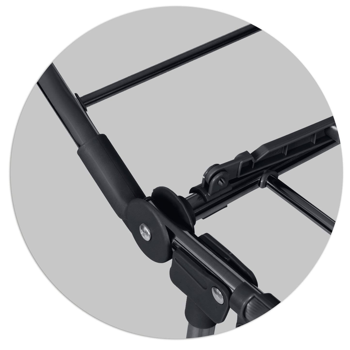 Collapsible black drying rack with 22 meter line