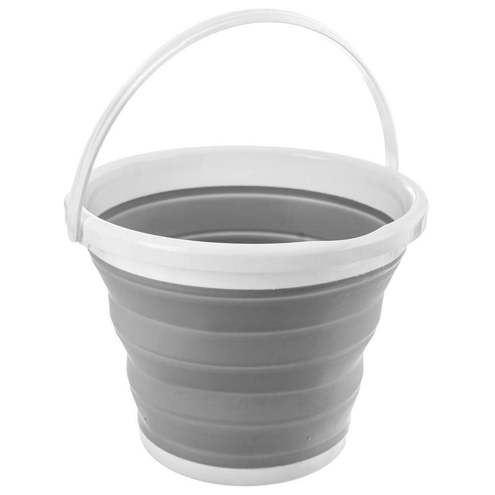 Collapsible bucket with handle, spout and hook for hanging