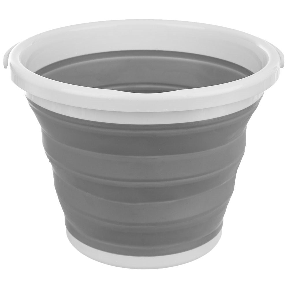 Collapsible bucket with handle, spout and hook for hanging