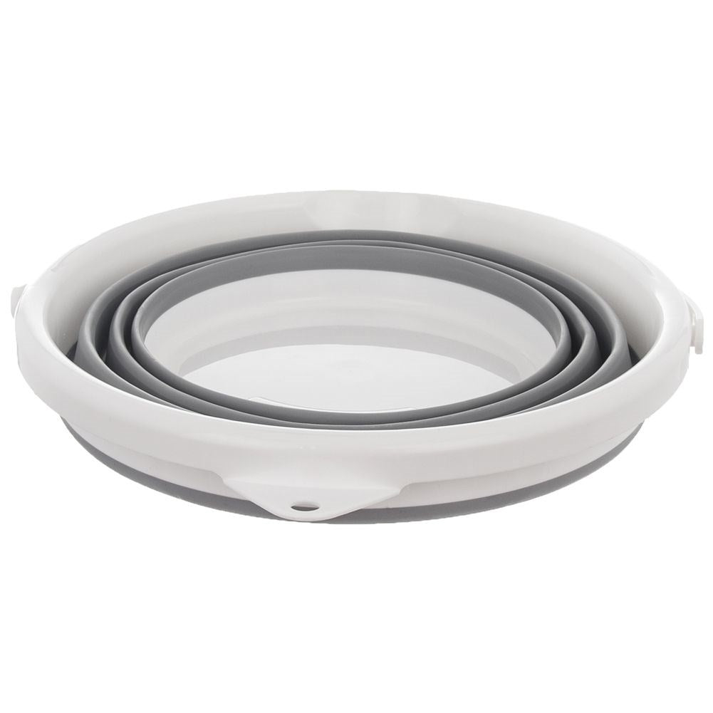 Collapsible bucket with handle, spout and hook for hanging