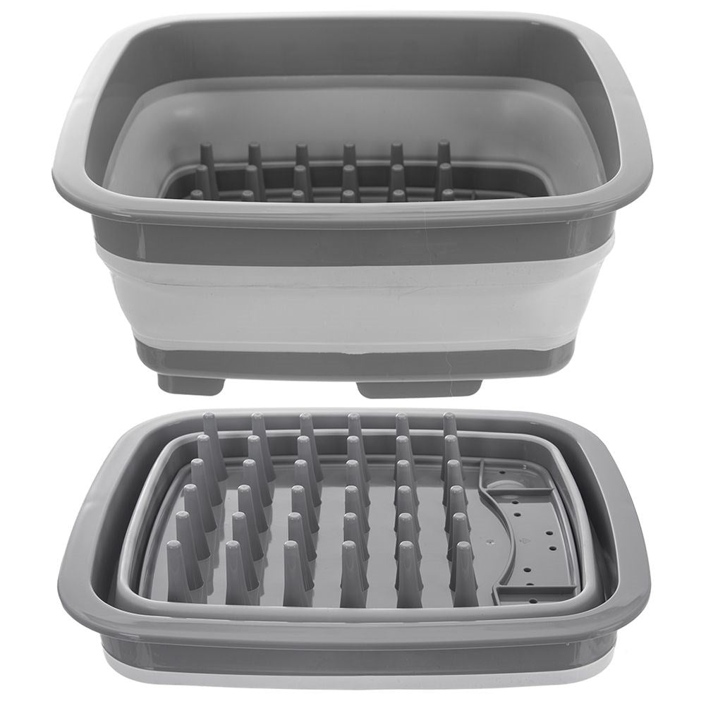 Collapsible dish rack with removable tray and sink