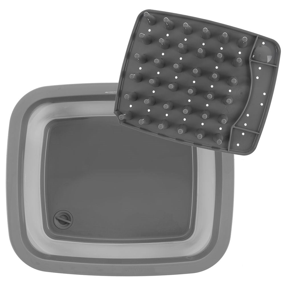 Collapsible dish rack with removable tray and sink