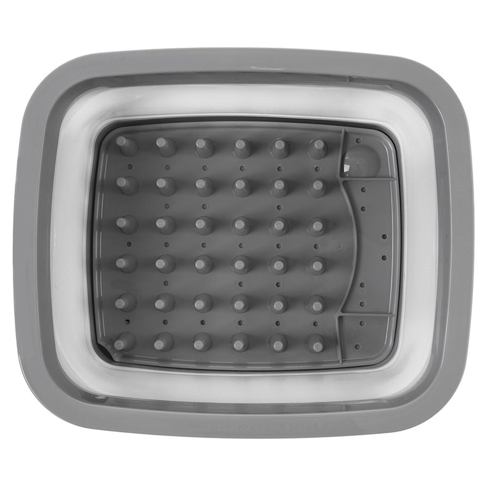 Collapsible dish rack with removable tray and sink