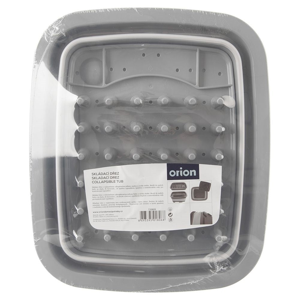 Collapsible dish rack with removable tray and sink