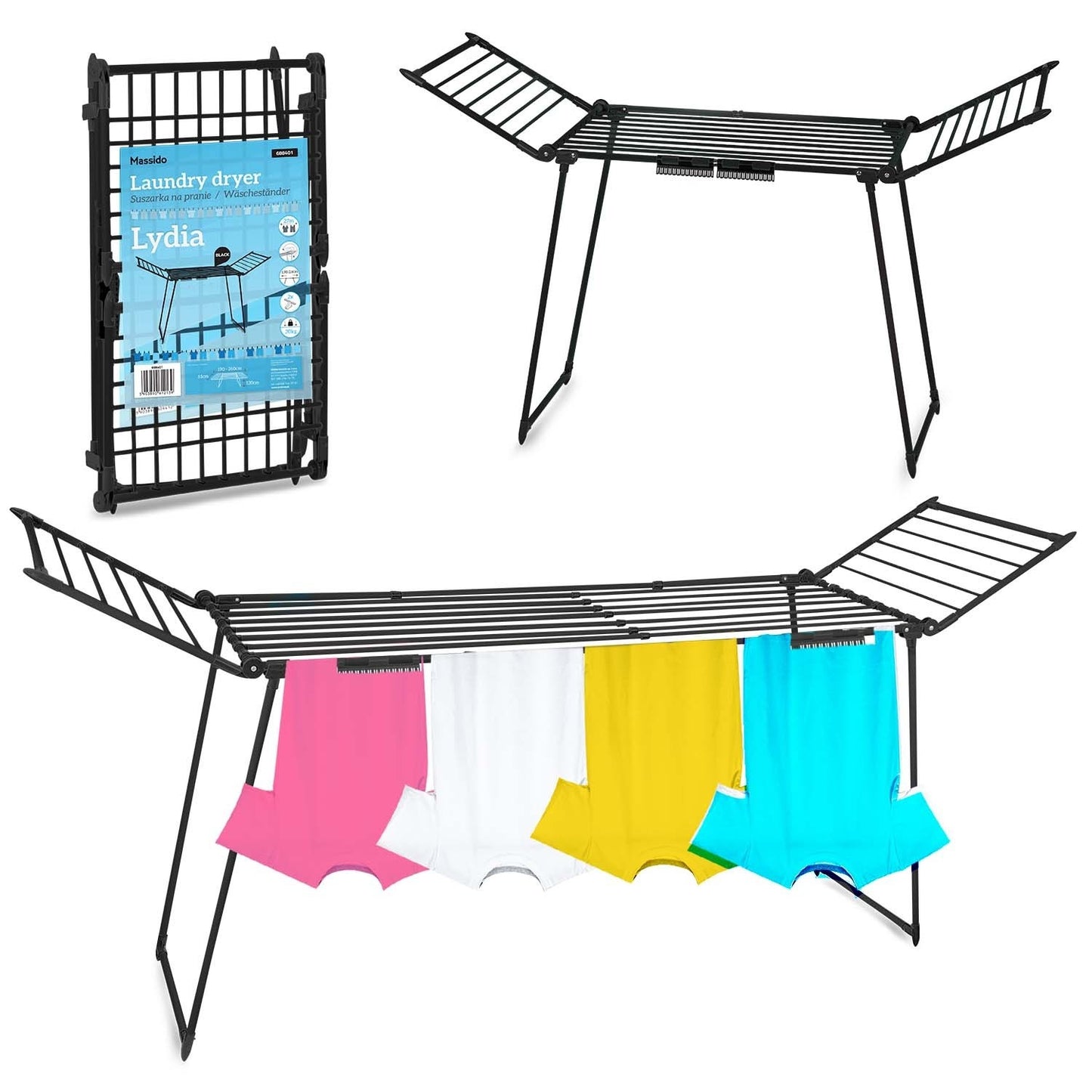 Collapsible drying rack Lydia 27 m black