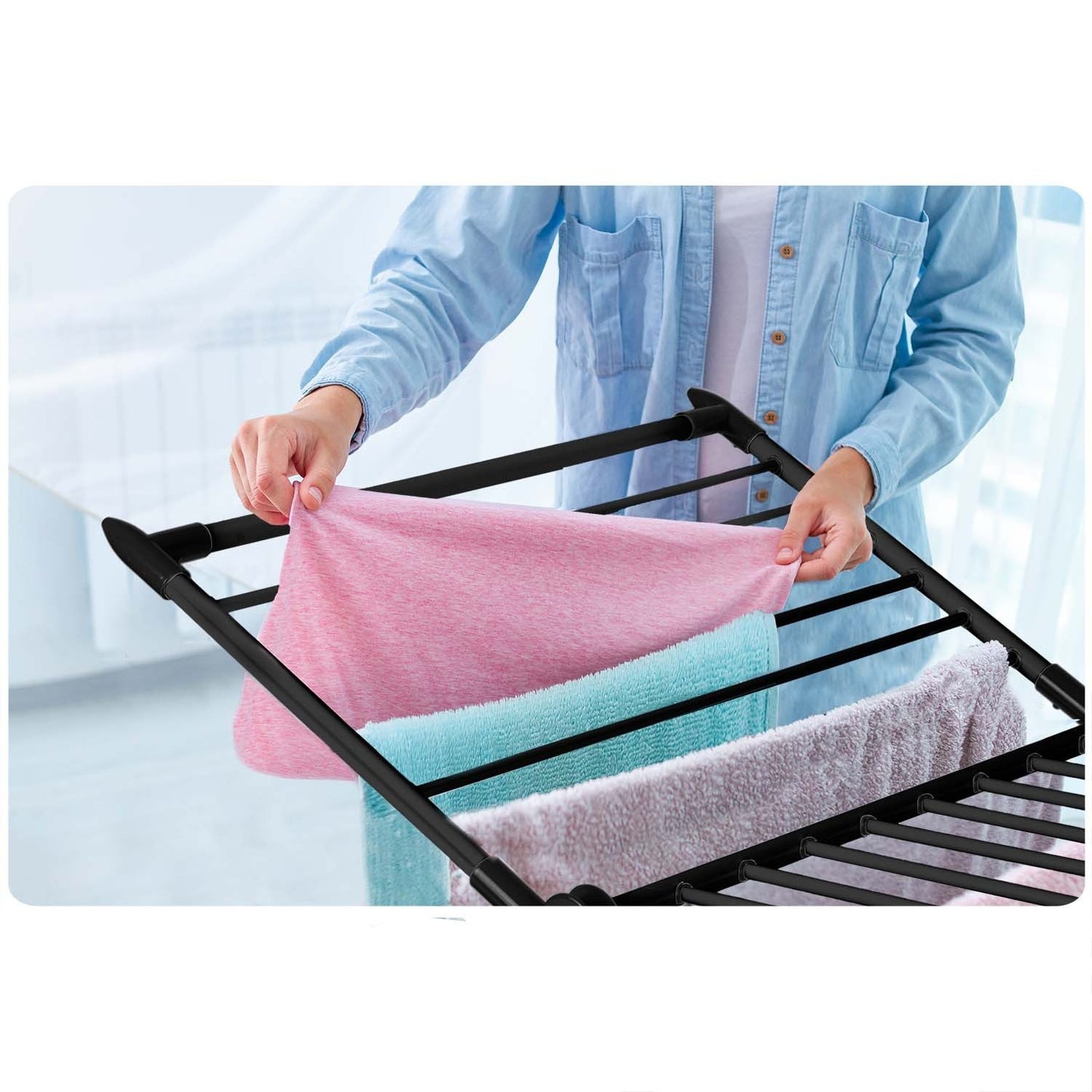 Collapsible drying rack Lydia 27 m black