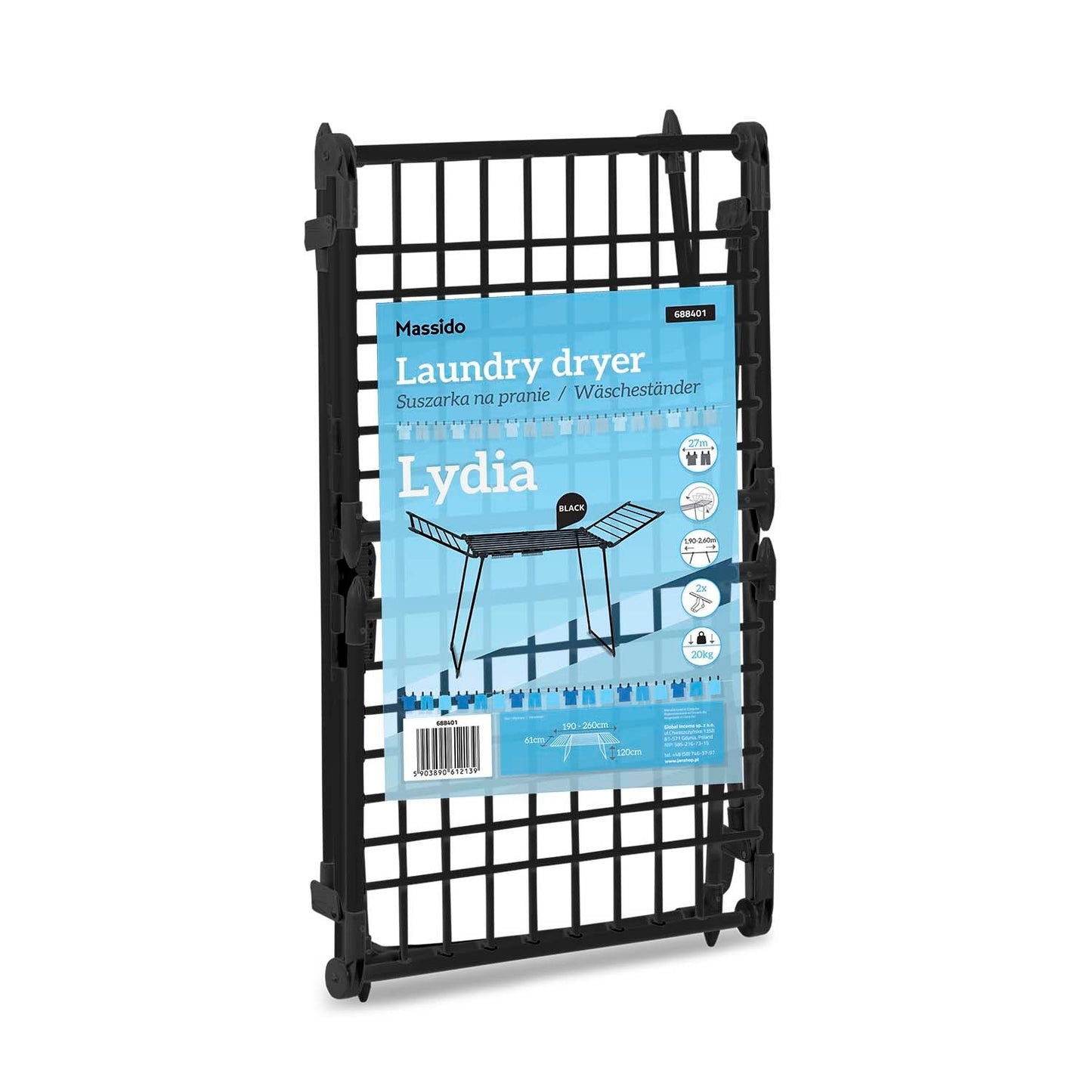Collapsible drying rack Lydia 27 m black