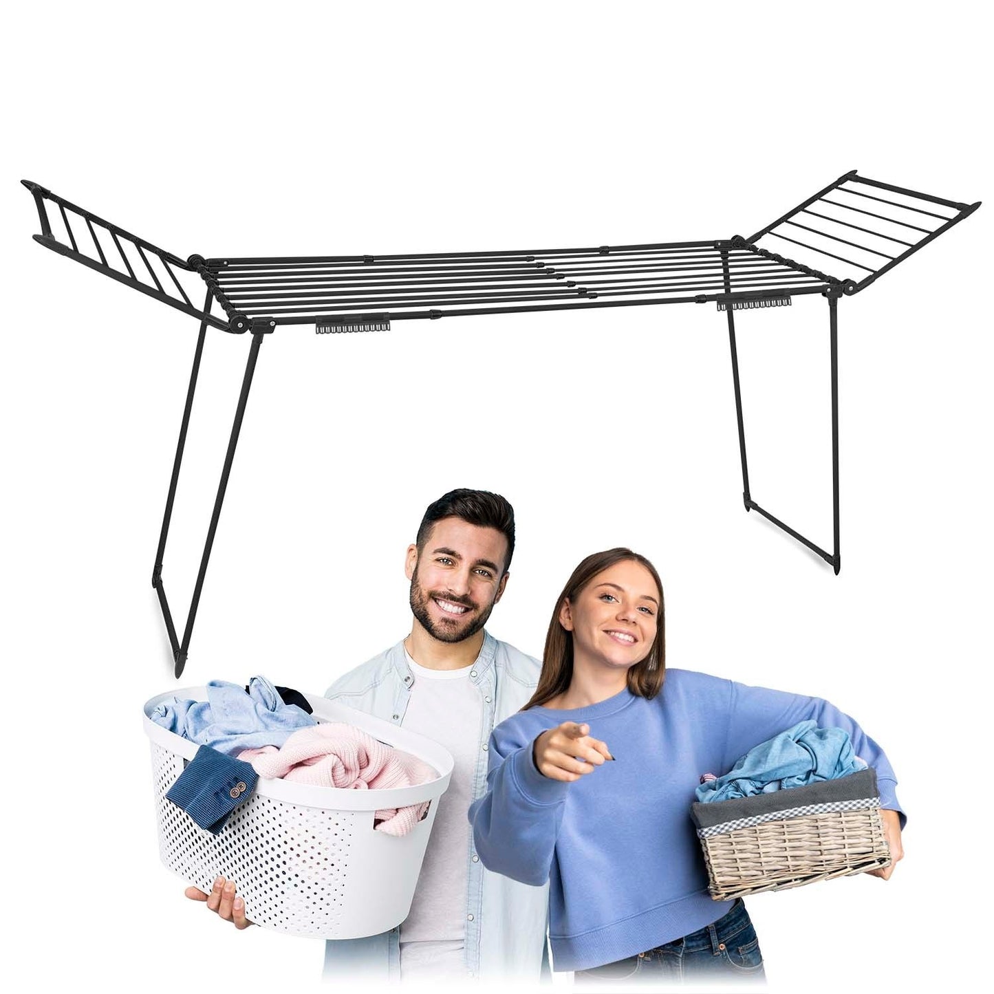 Collapsible drying rack Lydia 27 m black