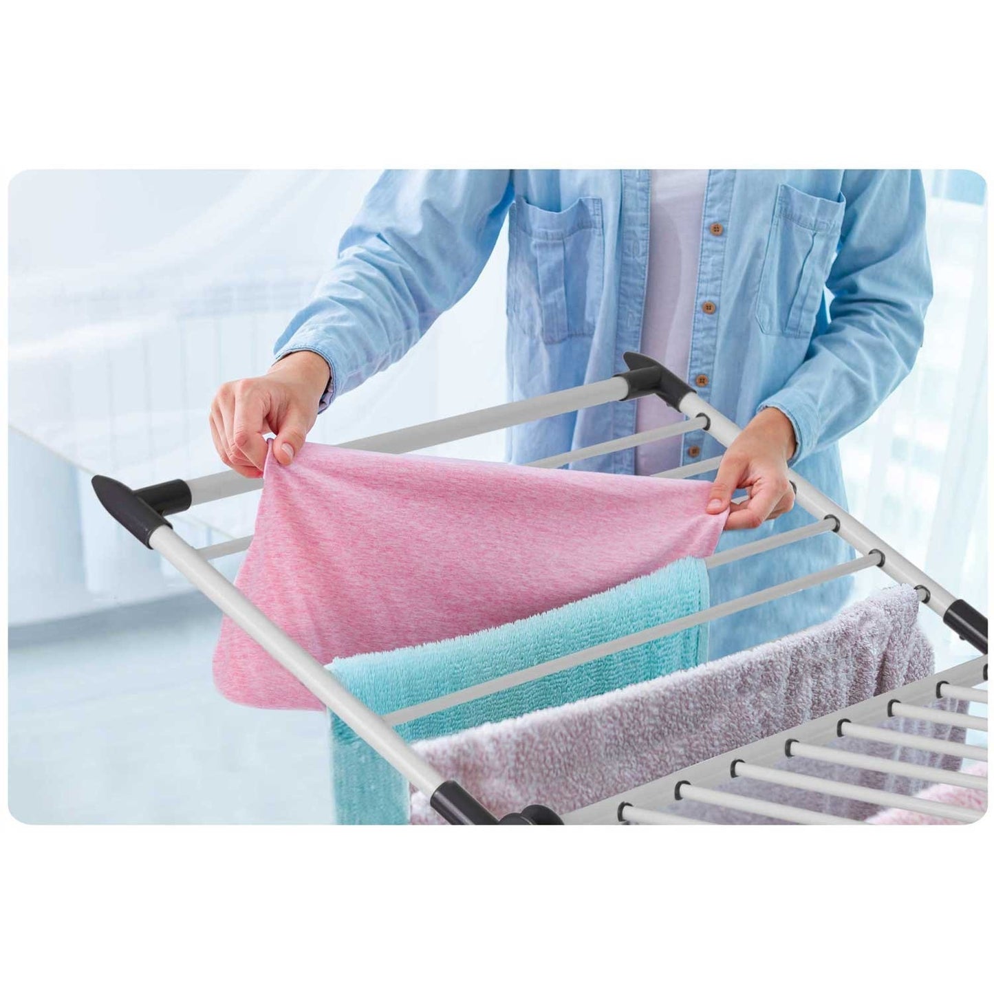 Collapsible drying rack for laundry, 22 meters, white