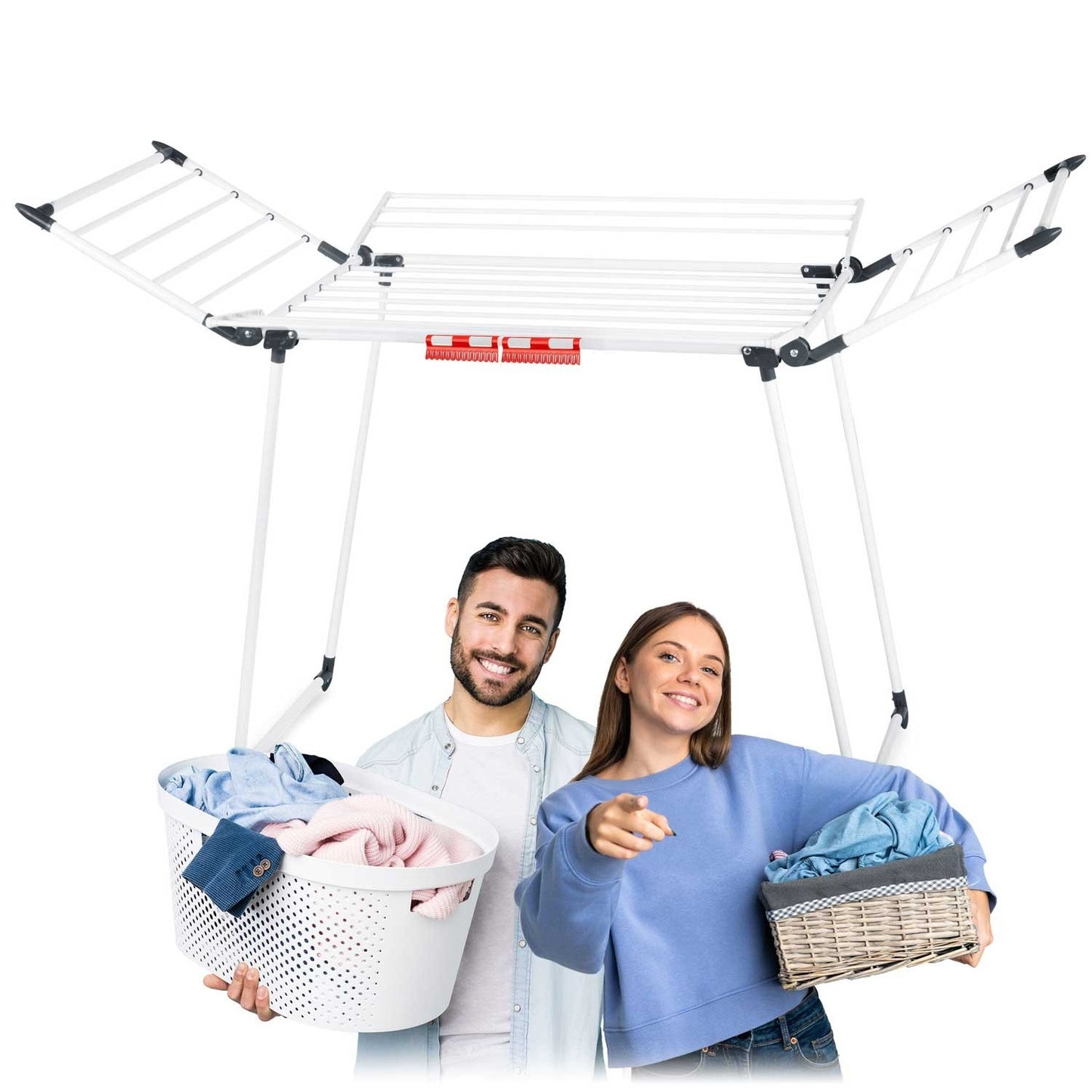 Collapsible drying rack for laundry, 22 meters, white
