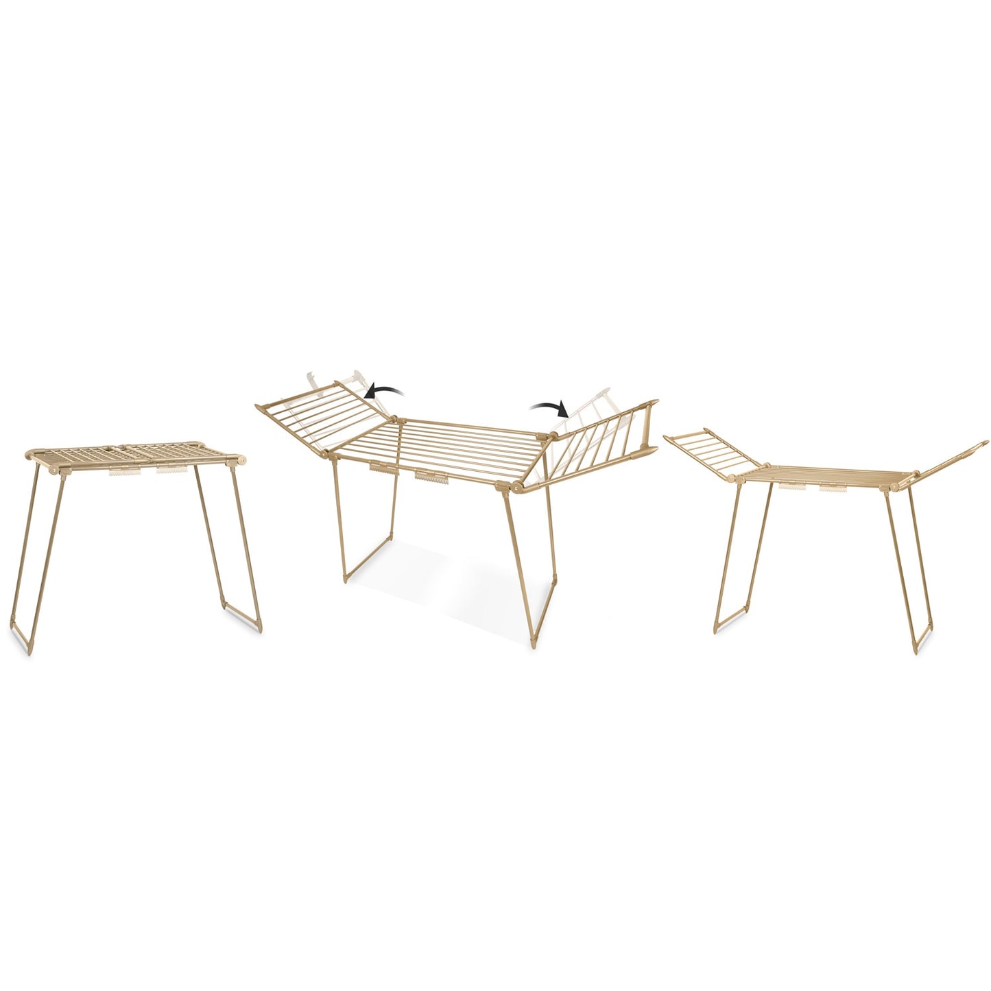 Collapsible floor drying rack Debora in gold, 19 meters