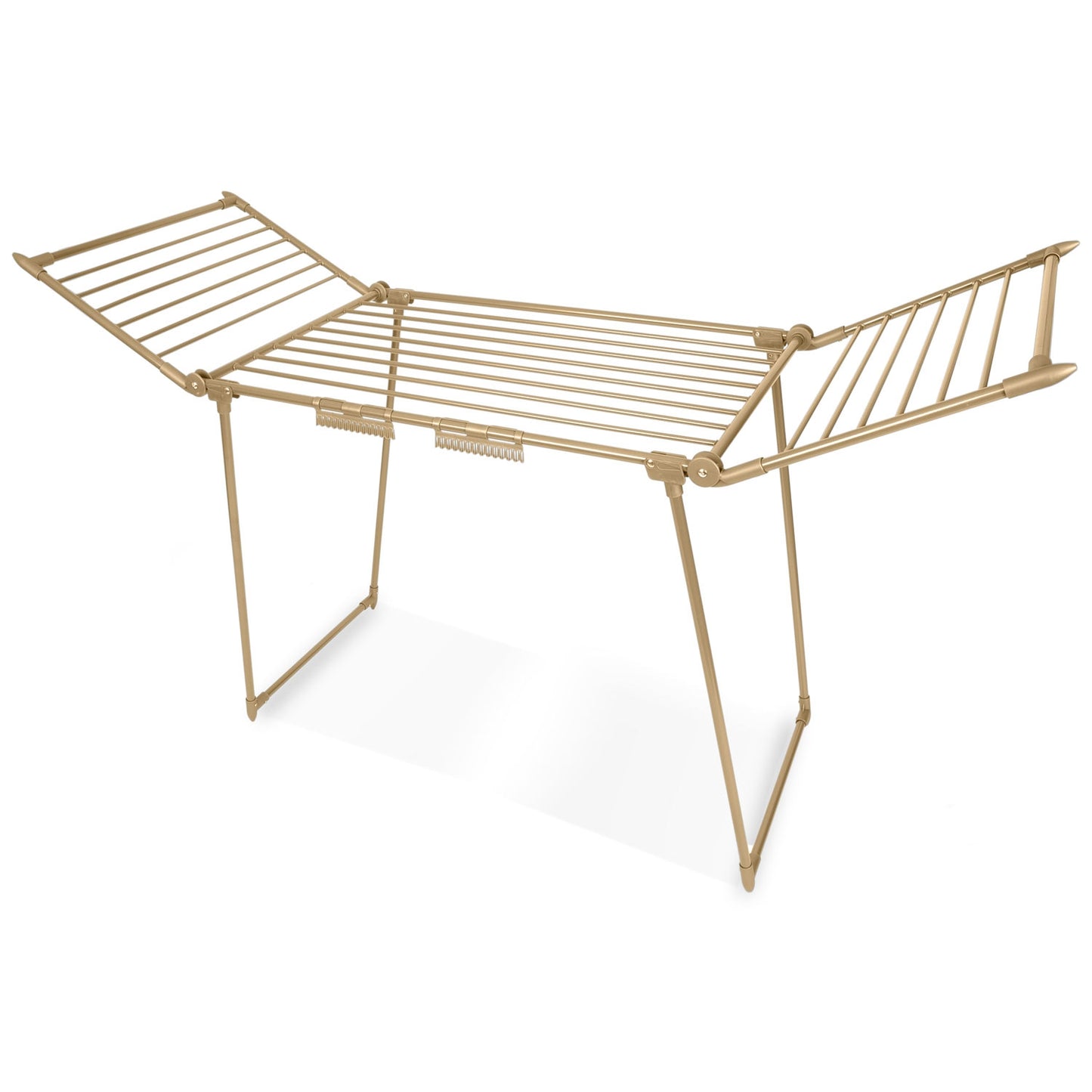 Collapsible floor drying rack Debora in gold, 19 meters