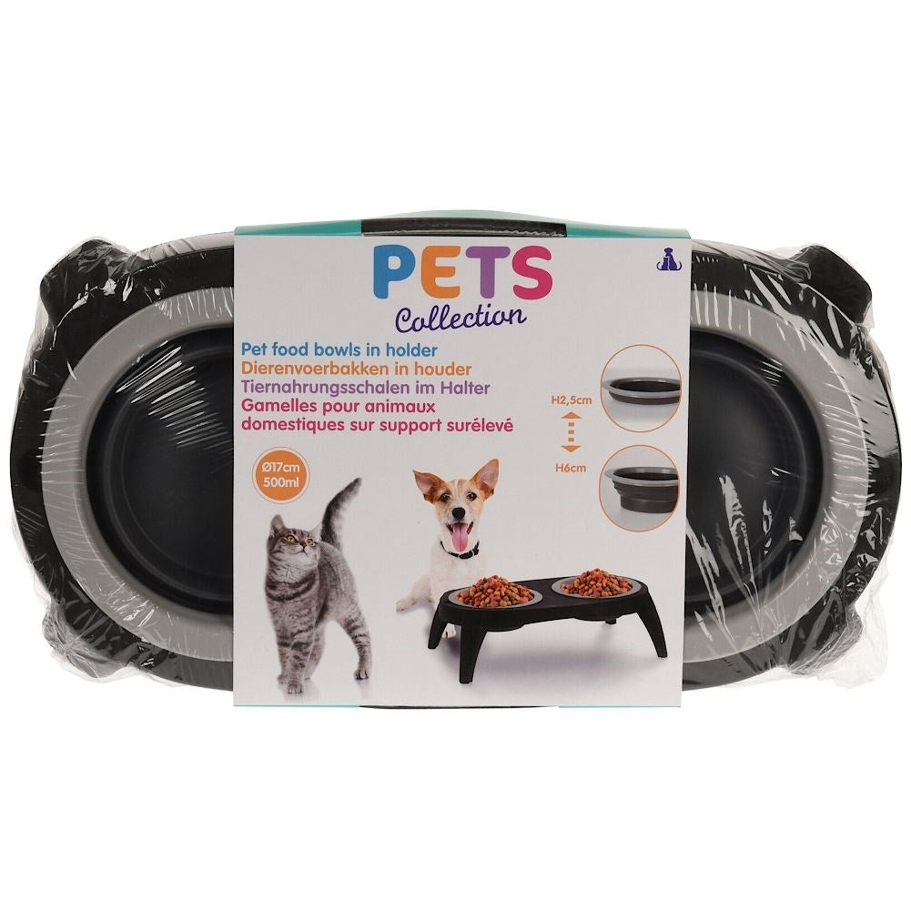 Collapsible food bowl set in silicone for dogs and cats