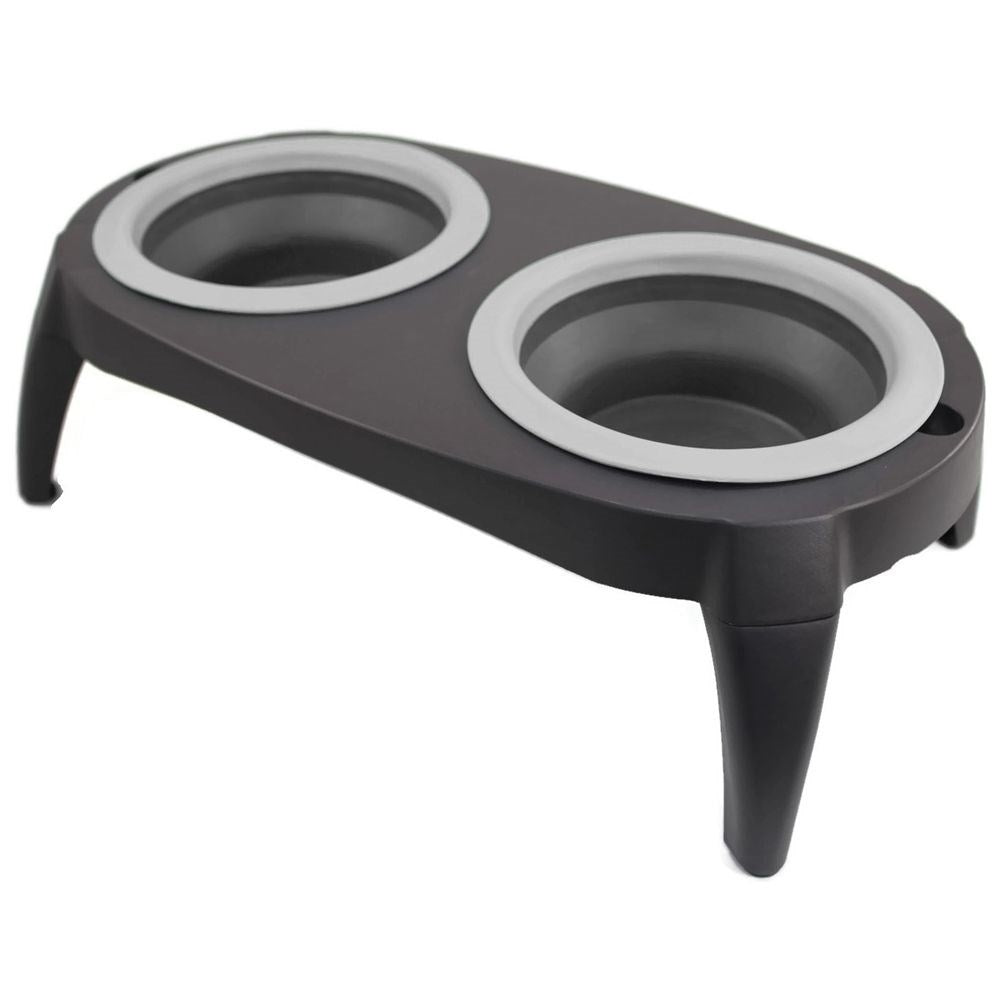 Collapsible food bowl set in silicone for dogs and cats