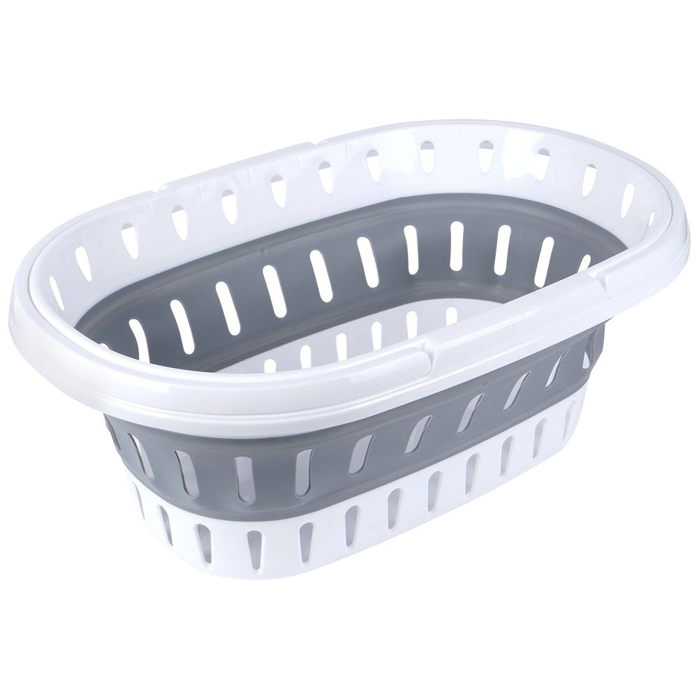 Collapsible laundry basket with handle and easy storage