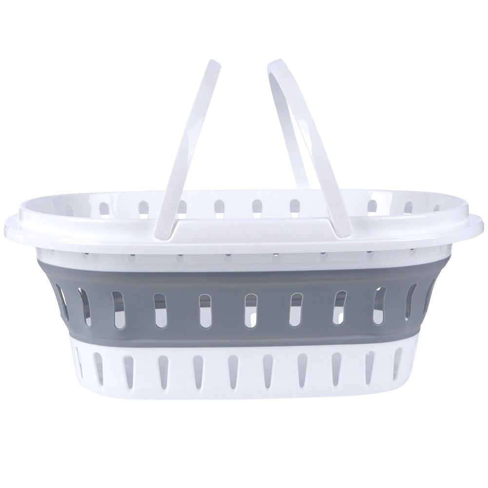 Collapsible laundry basket with handle and easy storage