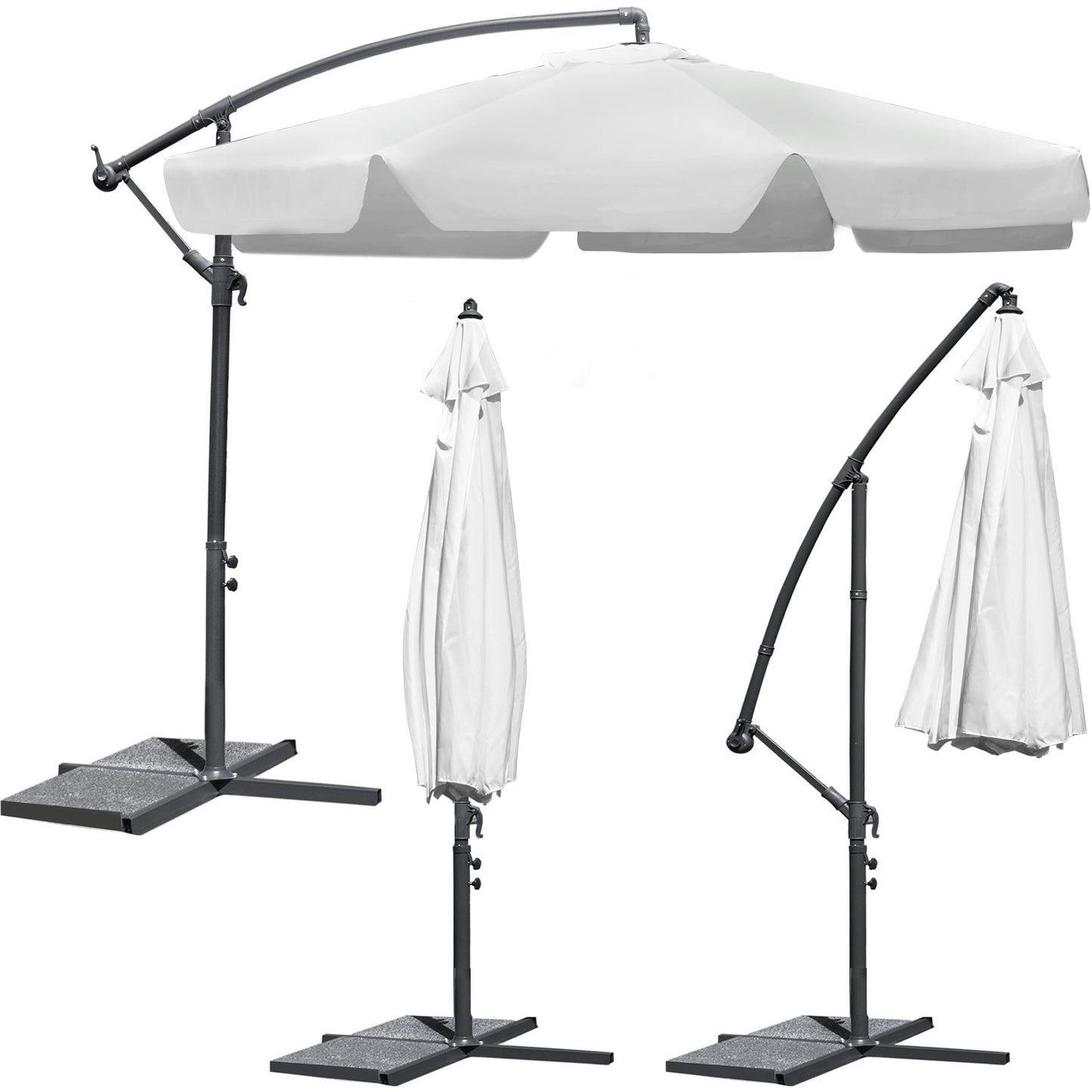 Collapsible parasol with 6 segments in grey, 350 cm