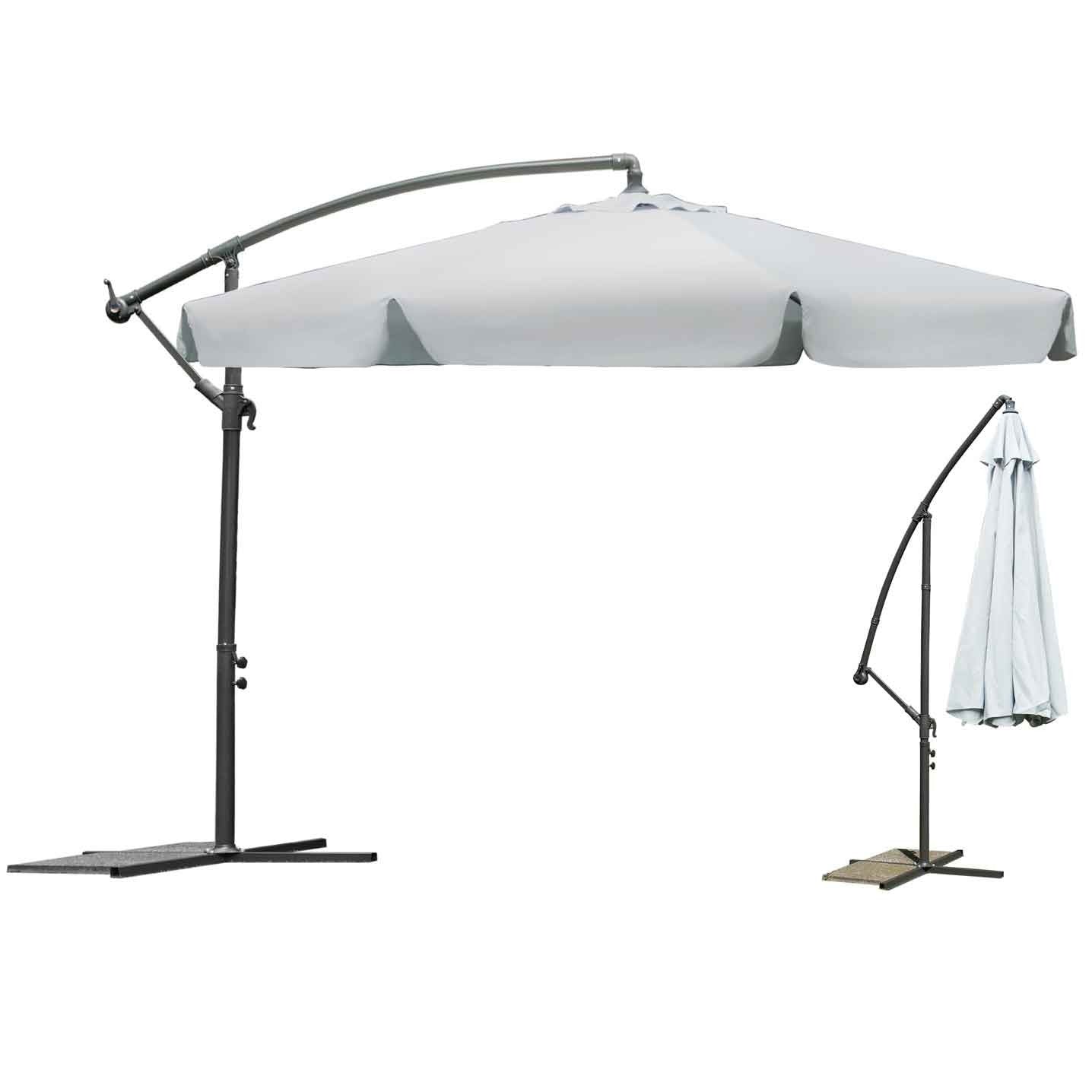 Collapsible parasol with 6 segments in grey, 350 cm