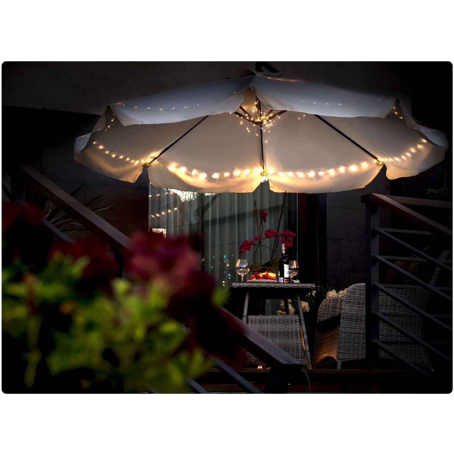 Collapsible parasol with 6 segments in grey, 350 cm