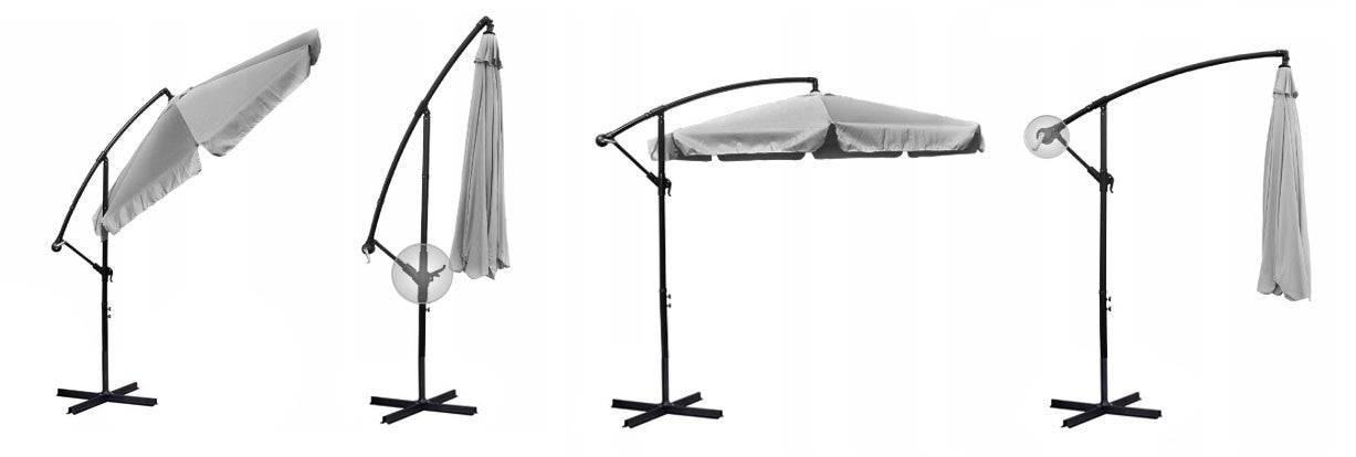Collapsible parasol with 6 segments in grey, 350 cm