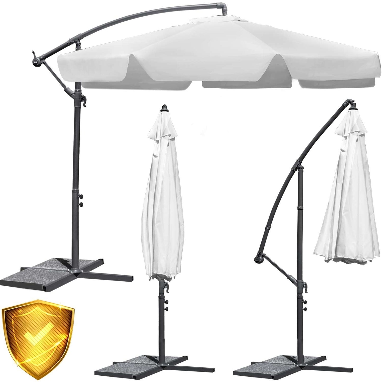 Collapsible parasol with 6 segments in grey, 350 cm