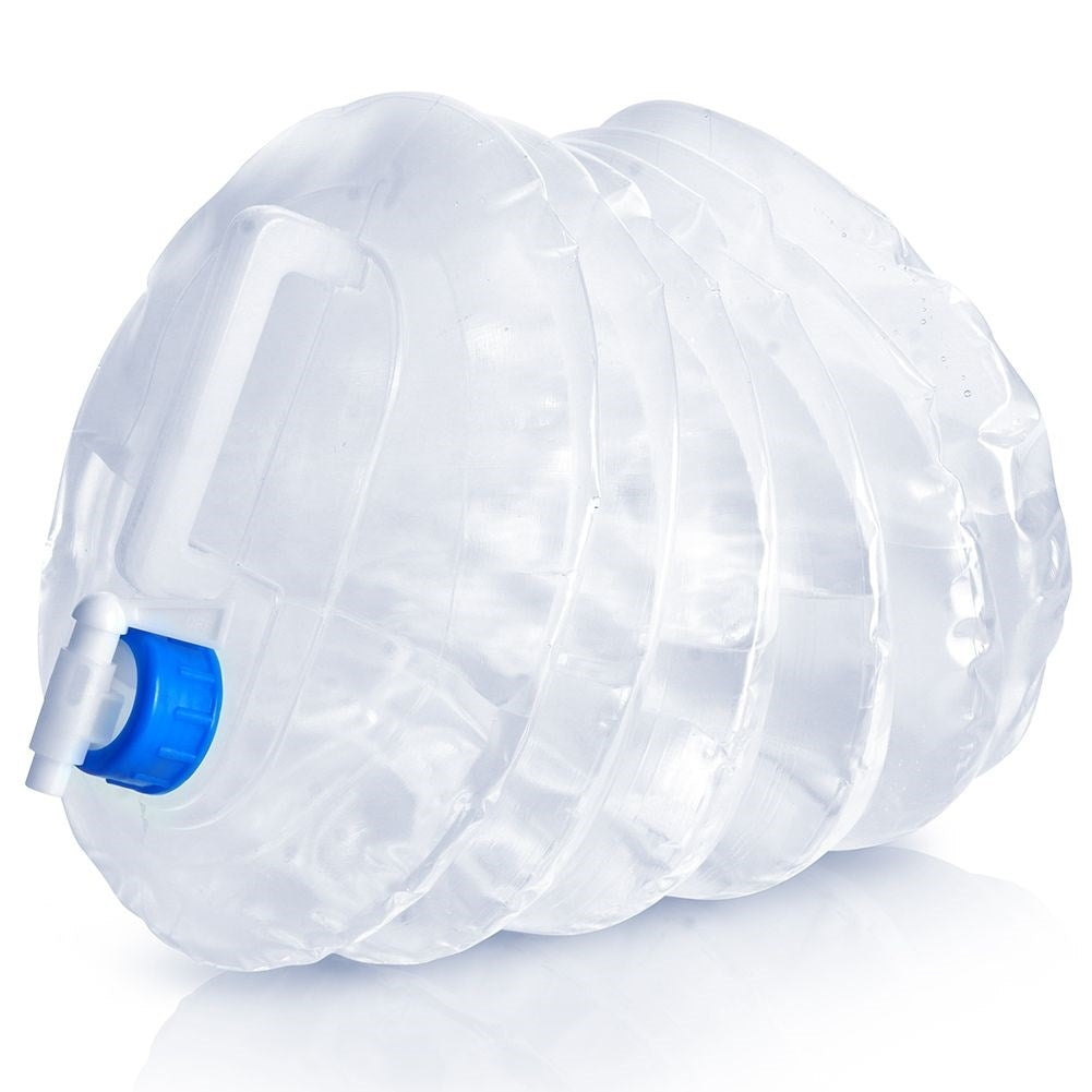 Collapsible water container with faucet for camping & travel