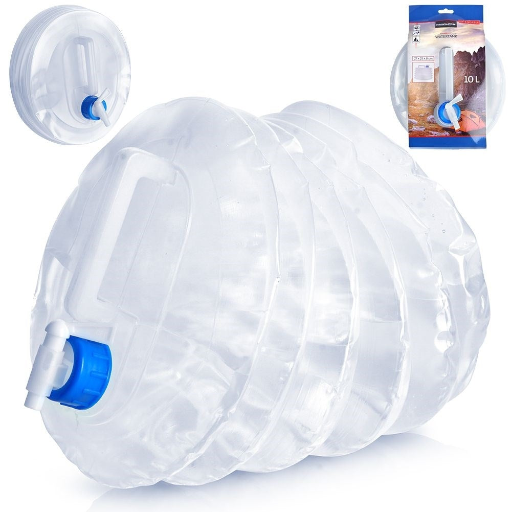 Collapsible water container with faucet for camping & travel