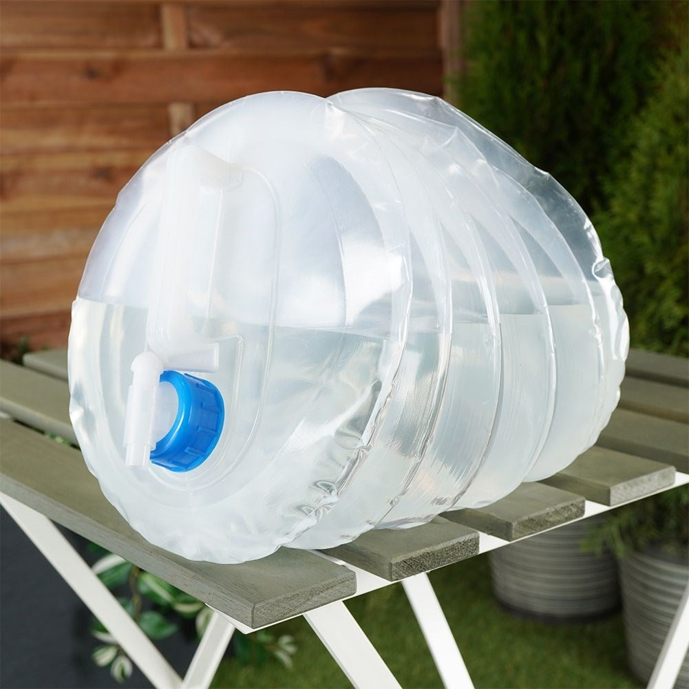 Collapsible water container with faucet for camping & travel